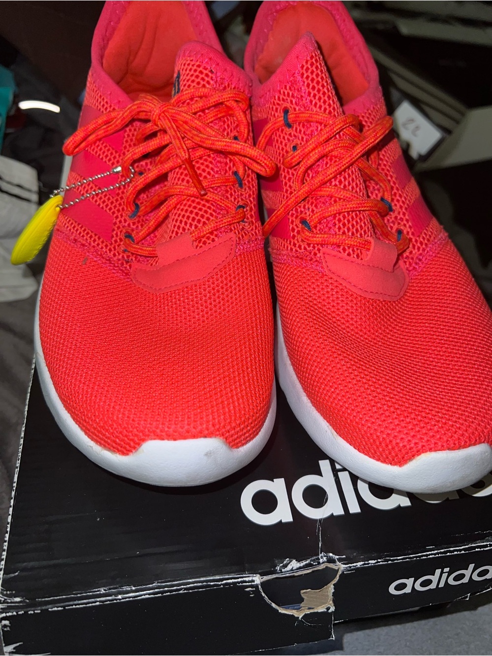 adidas Women's Neon Coral Knit Running Sneakers